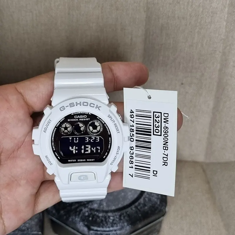 G-Shock 'Black Dial White Glamour Digital Men’s Watch- DW-6900NB-7